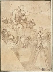 Madonna van de Rozenkrans, met Dominic en andere heiligen