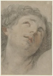 Hoofd van de heilige Sebastiaan, opwaarts ziende