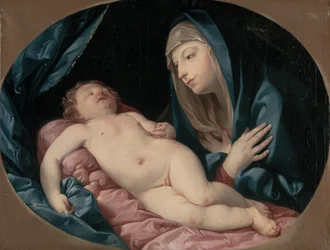 De Madonna die het slapende kind aanbidt