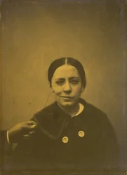 Lichte verlaging van de mondhoek door depressie (links); Vals lachen (rechts),1854-1856, gedrukt 1862 (foto)
