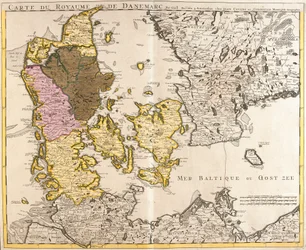 Kaart van het Koninkrijk Denemarken (ets)