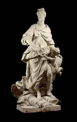 Portret van Marie Lescszinska, koningin van Frankrijk, marmeren beeldhouwwerk door Guillaume Coustou, rond 1725, Parijs, Louvre