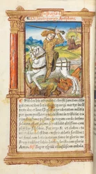 Gedrukt getijdenboek Gebruik van Rome: fol. 103v, St. Joris die de draak doodt, 1510
