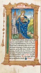Gedrukt getijdenboek Gebruik van Rome: fol. 110v, St. Barbara, 1510