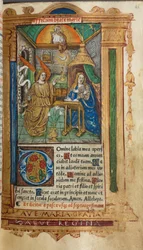Gedrukt Getijdenboek Gebruik van Rome: fol. 25r, De Aankondiging, 1510