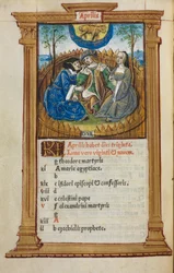Gedrukt Getijdenboek Gebruik van Rome: fol. 5v, April kalenderillustratie, 1510