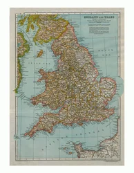 Kaart van Engeland en Wales, ca. 1910