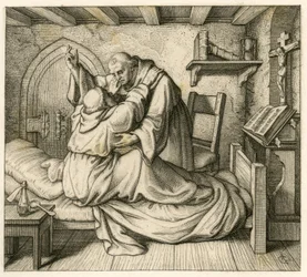 Martin Luther ontvangt troost van een oude monnik, omdat hij uitgeput was door lichaam en geest