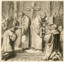 De communie, Luther geeft aan de keurvorst Johann Friedrich (Jean Frederic I van Saksen)