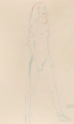 Een naakt jong meisje, ca. 1917