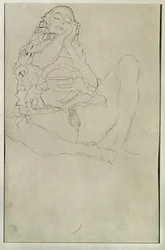 Halfnaakt zittend met gesloten ogen