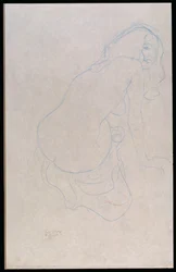 Vrouw leunend naar rechts met lang haar, ca. 1910-11