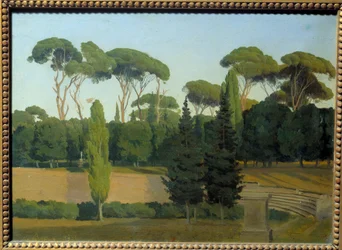 In de tuinen van Villa Borghese. Schilderij door Gustaf Wilhem Palm (Ec. Sued.)