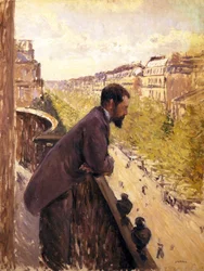Man op balkon