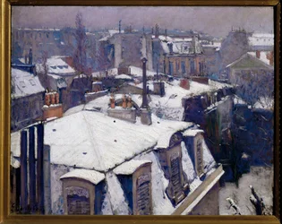 Sneeuw op daken (schilderij op canvas)