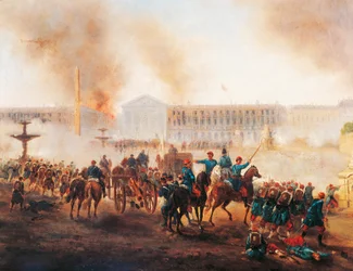 Gevecht op Place de la Concorde in Parijs, tijdens de laatste dagen van de Commune
