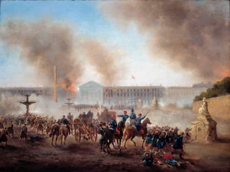 Commune van Parijs: scènes van rellen op de Place de la Concorde