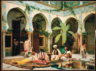 De binnenplaats van het paleis van Dar Khdaouedj El Amia, Algiers