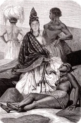 Signare, de mulat-franse Afrikaanse vrouwen op het eiland Gorée, Senegal. 1861 (gravure)