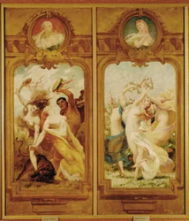 De Foyer de la Danse heeft vier muurschilderingen van Boulanger met een Danse Bachique, Bacchanalia, en een danse champetre, een plattelandsdans ... (muurschildering)