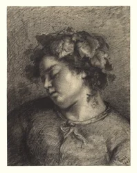 Hoofd van een slapende Bacchante