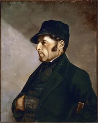 Portret van Eleonor Regis Courbet vader van de schilder Schilderij door Gustave Courbet