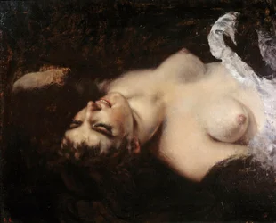 Studie voor de vrouw met de papegaai. Het model zou Joanna Hiffernan, genaamd Jo, kunnen zijn - schilderij van Gustave Courbet (1819-1877)