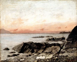 Zonsondergang, Vevey, Zwitserland