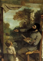 Het atelier van de schilder. Allegorie Reelle die een zevenjarige fase van mijn artistieke leven (en moraal) bepaalt (detail)