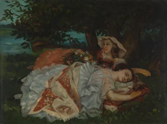 Jonge Dames aan de Oever van de Seine, voor 1857