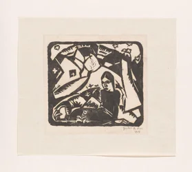 Zittende vrouw in een landschap