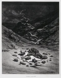 Achan wordt gestenigd (Joz. 7:1,10-26), Illustratie uit de Dore Bijbel