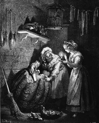 Assepoester: illustratie van Gustave Doré - in «Les Contes» van Charles Perrault.