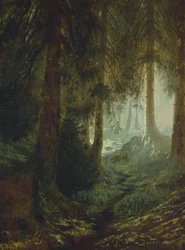 Herten in een boslandschap