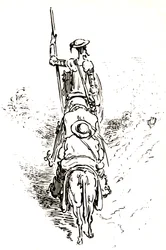 Don Quichotte op zijn paard, gevolgd door Sancho op zijn ezel