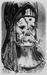 Drolatische Verhalen Een Oude Tropuat door Honore de Balzac tekening door Gustave Dore gegraveerd door Deghouny 1855