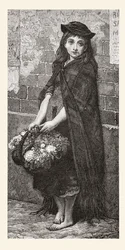 Bloemenmeisje naar een werk van Gustave Dore. Uit Leven en Herinneringen van Gustave Dore, gepubliceerd 1885.