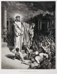 Jezus gepresenteerd aan het volk tijdens zijn proces, Illustratie uit de Dore Bijbel