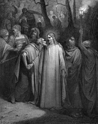 Judas verraadt Christus met een kus, 1866