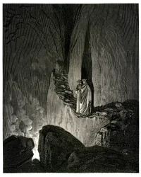 De Hel (La divina commedia) door Dante Alighieri geïllustreerd door Gustave Doré. Editie Hachette 1861. Franse vertaling door Pier-Angelo Fiorentino. E