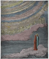 Paradiso, Canto 28: De fonkelende schare van de hemel, illustratie uit "De Goddelijke Komedie" door Dante Alighieri, 1885