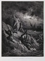 St. Paulus landt op Malta, Illustratie uit de Dore Bijbel
