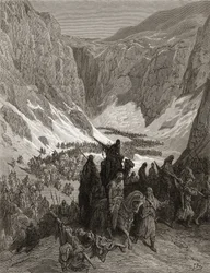 Het christelijke leger in de bergen van Judea, illustratie uit 
