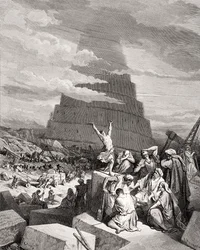 De verwarring van de talen, Genesis 11:7-9, illustratie uit Dore