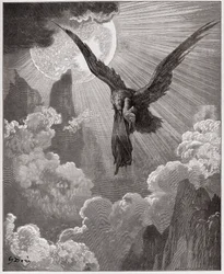 De Goddelijke Komedie (La Divina Commedia), Purgatorio, Canto 9: Dante, in een droom, wordt meegenomen door een adelaar - door Dante Alighieri (1265-1321) - Illustratie door Gustave Doré (1832-1883)