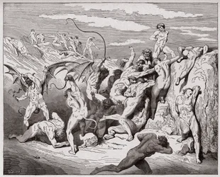 De Goddelijke Komedie, Inferno, Canto 18: Duivels en verleiders - door Dante Alighieri - Illustratie door Gustave Dore
