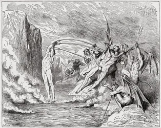 Inferno, Canto 21: Duivels kwellen de barrators (Illustratie door Gustave Doré)