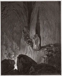 De Goddelijke Komedie, Inferno, Canto 26: De vlammende geesten van Ulysses en Diomedes - door Dante Alighieri (1265-1321) - Illustratie door Gustave Doré (1832-1883)