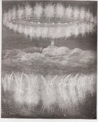 De Goddelijke Komedie (La Divina Commedia, La Divine Comedie), Paradiso, Canto 12: De ringen van verheerlijkte zielen in de zon - door Dante Alighieri (1265-1321) - Illustratie door Gustave Doré (1832-1883)