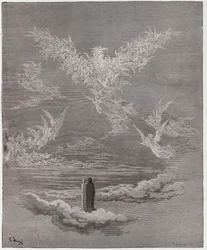 De Goddelijke Komedie (La Divina Commedia, La Divine Comédie), Paradiso, Canto 19: De gezegende zielen vormen een adelaar in de hemel - van Dante Alighieri (1265-1321) - Illustratie van Gustave Doré (1832-1883)